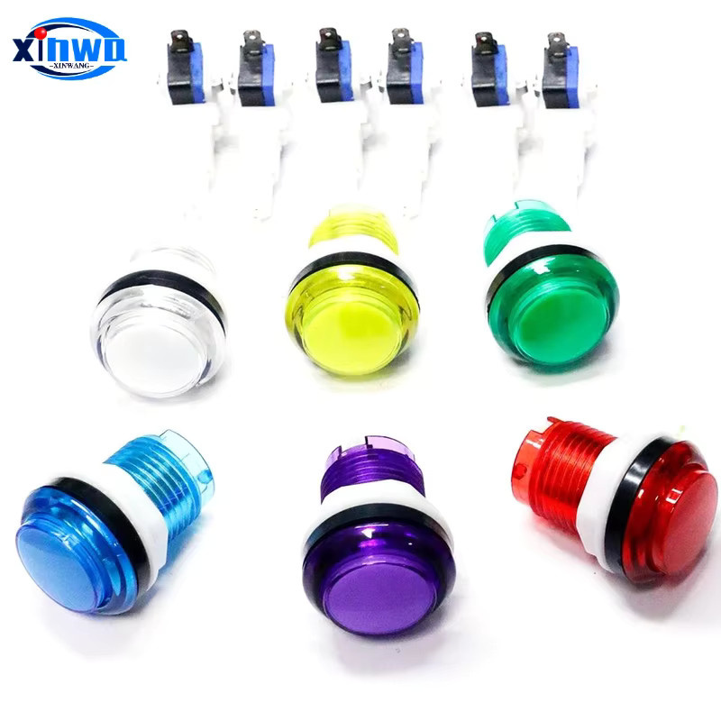 XINWA XINWANG Arcade DIY LED Push Button 33mm mit klarer Kappe und Mikroschalter, 12V, transparent/multicolour - Bild 1