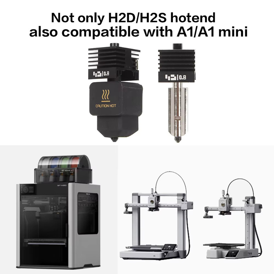 XCR3D H2D High Flow Hotend Düsen-Kit mit Silikon Socken Abdeckung für Bambu, Schwarz - Bild 5