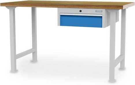 Bedrunka + Hirth Reihenwerkbank aus Stahl und Holz, Farbe: Grau, B/H/T: 150 x 85,9 x 75 cm - Bild 1
