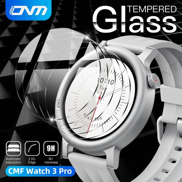 ONM Displayschutzfolie aus gehärtetem Glas mit 9H Härte für CMF Watch 3 Pro, transparent - Bild 1