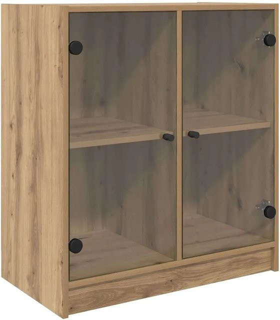 vidaXL Seitenschrank Artisan-Eiche in Braun mit Glas, B/T/H: 68 x 37 x 75,5 cm - Bild 1