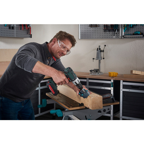 Wolfcraft Accumobil Basic Bohrhilfe aus Kunststoff und Stahl in Schwarz und Grün - Bild 2