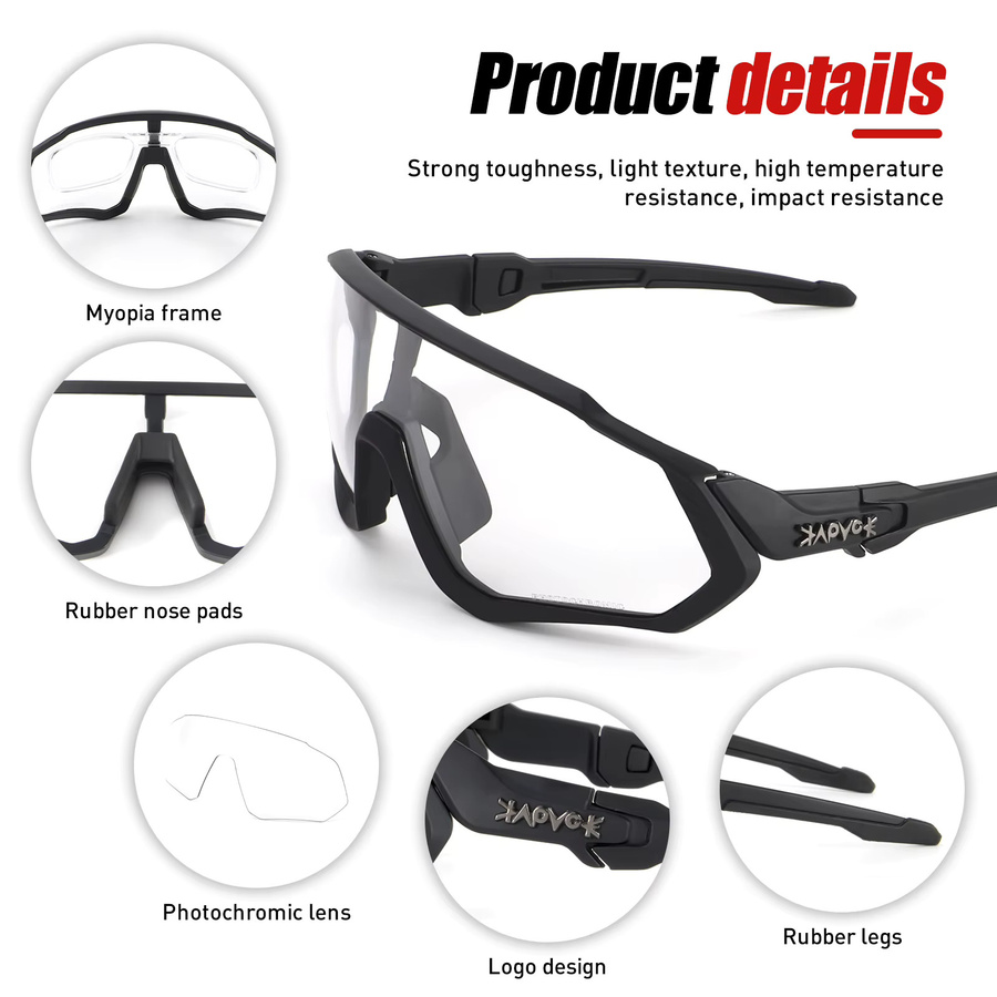 KAPVOE Sonnenbrille Photochrom, Vollrand, Black, Unisex, Kunststoff - Bild 5