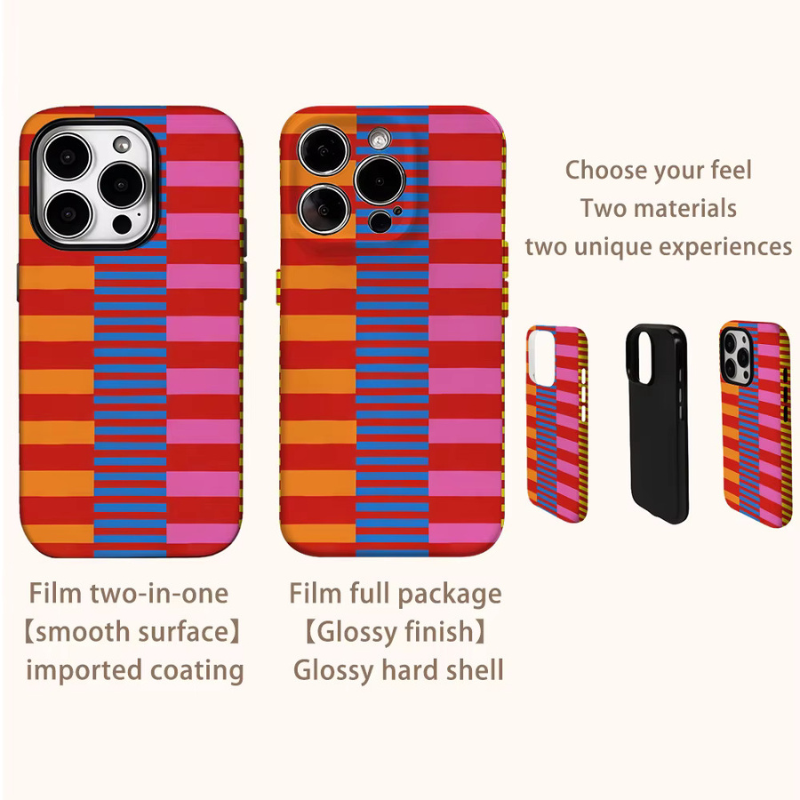 Bunte Streifen Kunst Handyhülle von Potdemiel für iPhone Modelle mit doppelschichtiger Rückseite in Multicolour - Bild 3