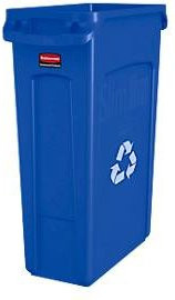 Rubbermaid Slim Jim Abfallbehälter mit Recycling-Symbol, Blau, 87 Liter - Bild 1