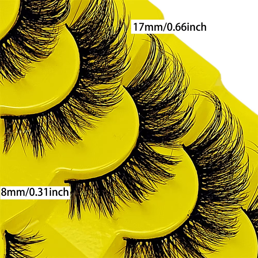 JIEFUXIN Falsche Wimpern Cat Eye 3D, 7 Paar, Wispy Cross Manga - Bild 3