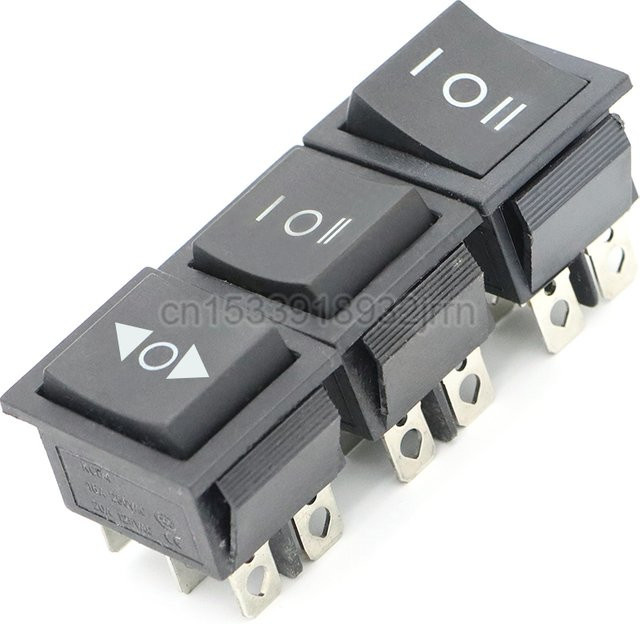 KCD4 Rocker Schalter Schwarz 6 Pin 3 Position ON-OFF-ON Doppel Reset/Latch Schalter 16A 250V 20A 125VAC B/H: 25 x 31 mm - Bild 1