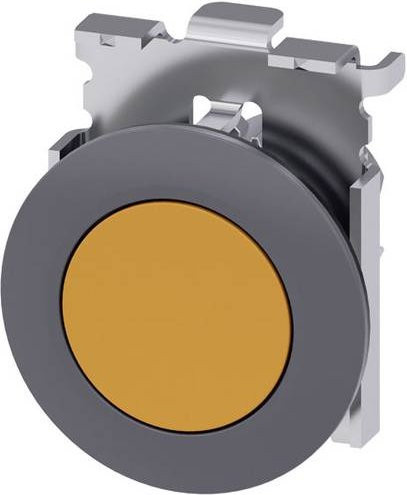 Siemens Drucktaster 3SU1060-0JB00-0AA0 mit Metall-Frontring, rund, Sandgrau und Amber - Bild 1