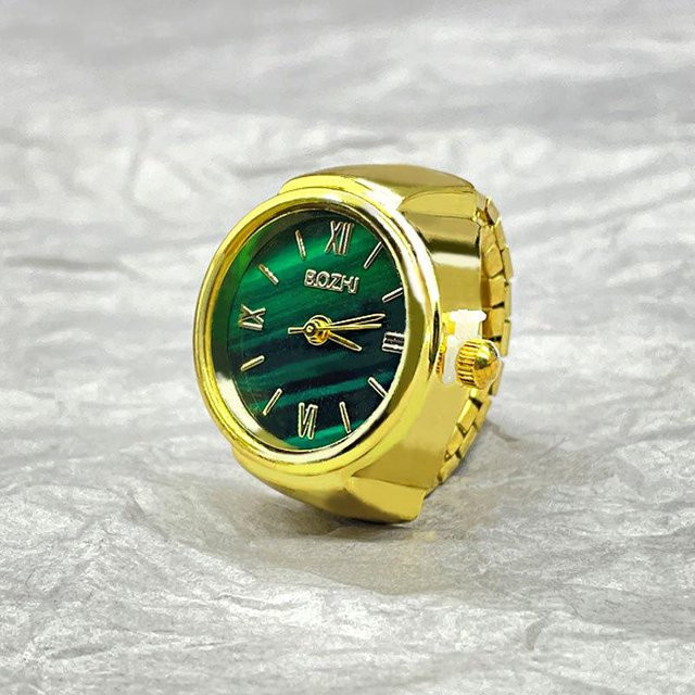 Fingeruhr Ring, Messing, Schwarz, Vintage, Unisex - Bild 1