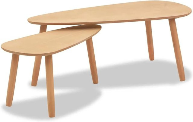 vidaXL 2-teiliges Couchtisch-Set aus Kiefernholz und MDF in Braun im skandinavischen Stil - Bild 1