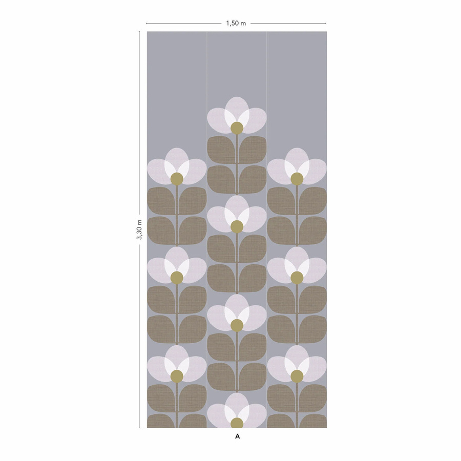 Isidore Leroy Mural Flower Neige Panel A Wandgestaltung mit floralem Mid-Century Design in Beige und Multicolour - Bild 2