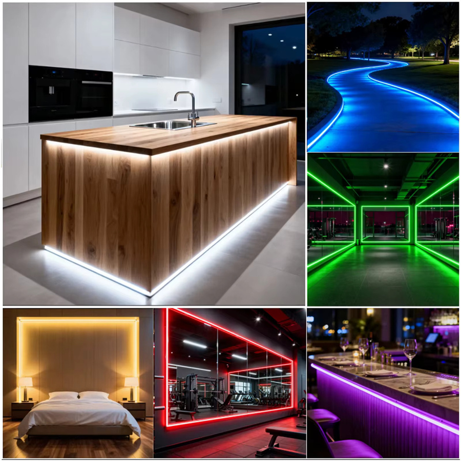 HEGEHE Wasserdichtes COB LED-Neonlichtband mit Schalter, flexibles Silikon-Lichtband für AC 220V, Farben: Blau, Pink, Gelb, Grün, Weiß - Bild 3