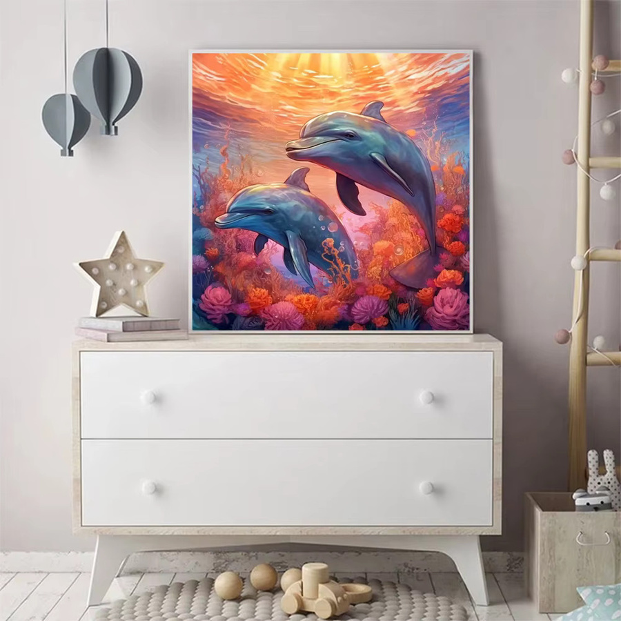Momoart Delfin Diamant-Mosaik DIY Strass-Set für Anfänger, Mehrfarbig, B/H: 20 x 20 cm - Bild 3
