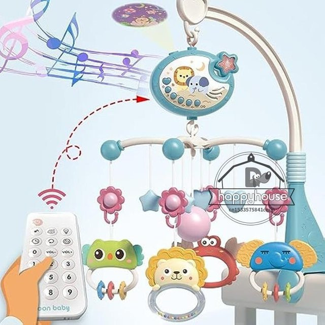 Binchi Outdoor Equipment Baby-Krippen-Mobile, mit Lichtern, Musik, Projektion, Fernbedienung, ab 0 Jahre - Bild 1