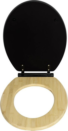 Wenko WC-Sitz Bambusa in Schwarz-Bambus, B/T/H: 50,5 x 40,5 x 8 cm