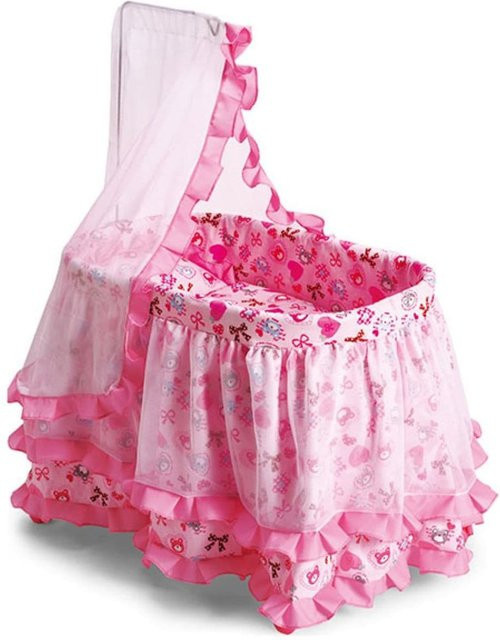 Puppenwiege Princess 9376 Moni in Pink mit Himmel und Rüschchen, B/T/H: 61,5 x 43 x 85 cm - Bild 1