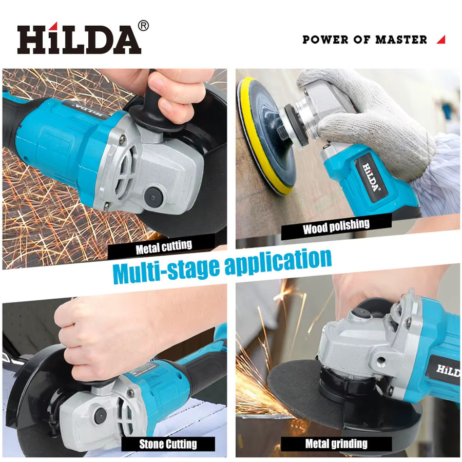 HILDA Elektrischer Winkelschleifer, bürstenlos und kabellos, blau, kompatibel mit Makita LXT Akkus, zum Polieren und Schneiden - Bild 3