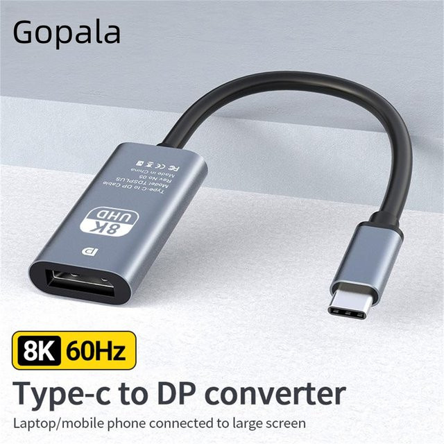 Gopala USB-C auf DisplayPort 1.4 Kabel für 8K@60Hz und 4K@144Hz, kompatibel mit Thunderbolt 4/3, iPhone 15 16 17, MacBook und iPad - Bild 1