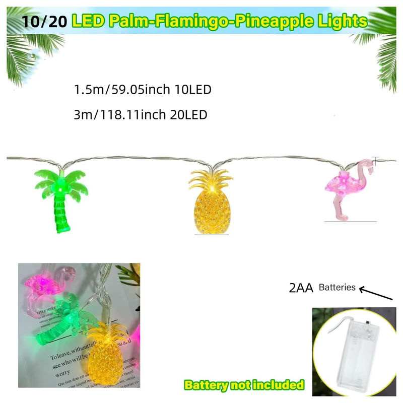 Peach Forest LED Lichterkette mit Flamingo, Ananas und Palme in Multicolour, batteriebetrieben für tropische Atmosphäre - Bild 4