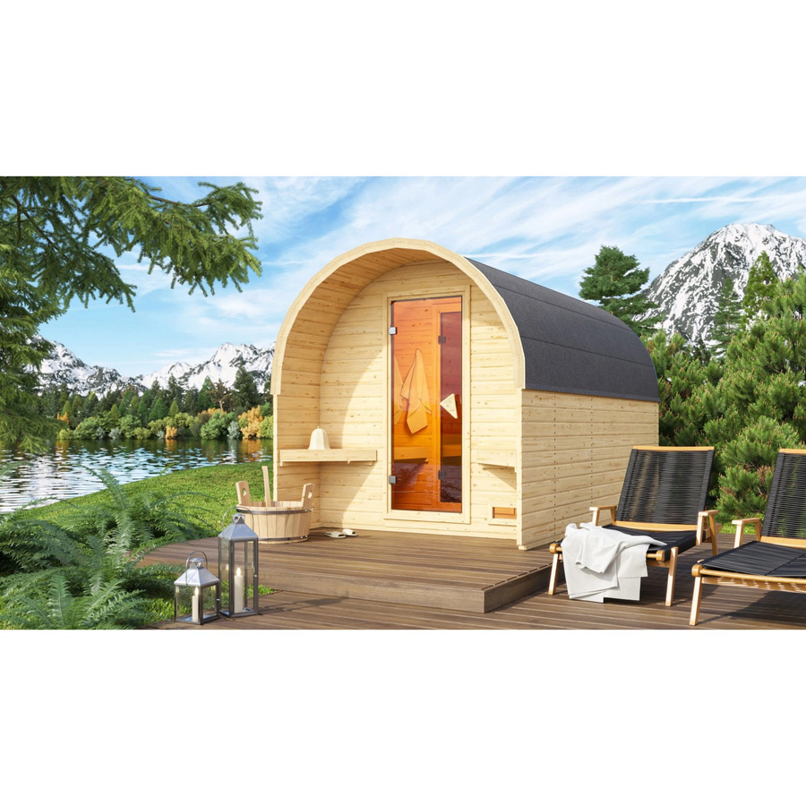 Karibu Gartensauna Fasshaus 3 in Holzoptik B/T/H: 385 x 219 x 219 cm ohne Ofen - Bild 3