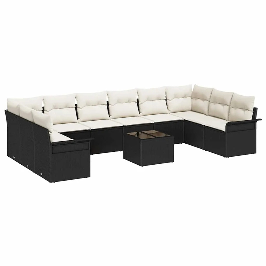 vidaXL Garten-Sofa-Set aus Poly Rattan in Braun mit 11-teiligem Polster-Set und Tisch - Bild 2