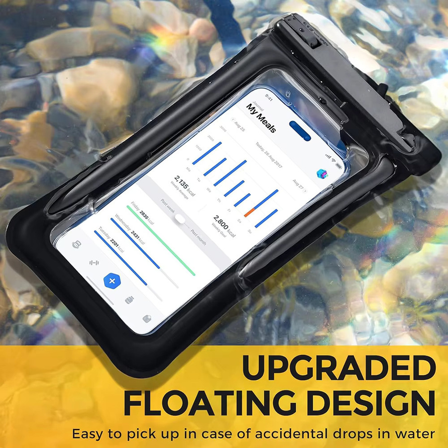 Grippopso 2er-Set Wasserdichte Handyhüllen IPX8 Schwimmfähige Trockentaschen in Schwarz für Smartphones bis 7,2 Zoll - Bild 2