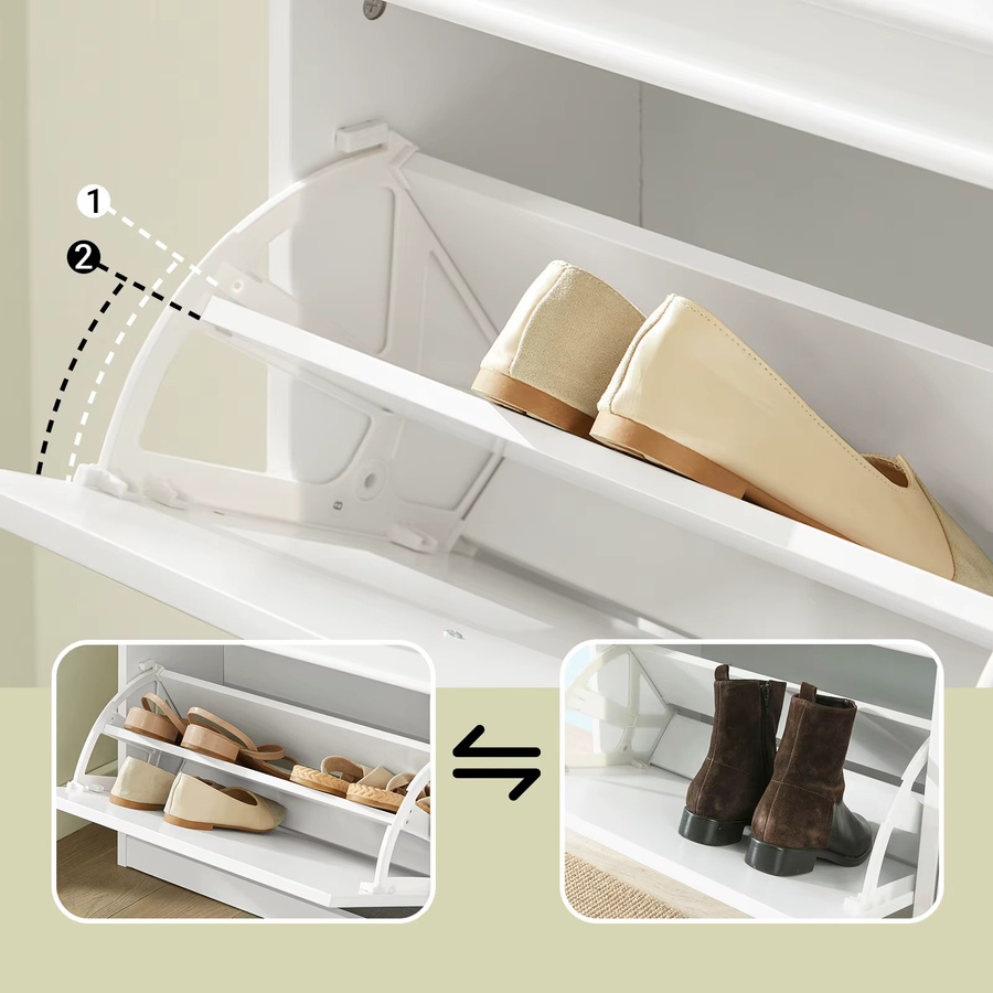SoBuy Schuhschrank FSR94 in Grau mit 3 Klappen und 6 Ablageflächen - Bild 3