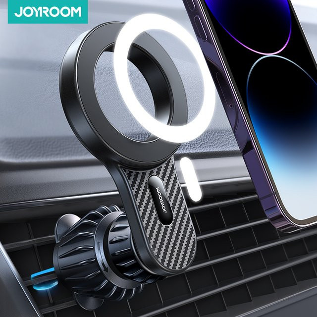 Joyroom Magnetischer Autotelefonhalter für Lüftungsschlitze, drehbarer Handy-GPS-Ständer in Schwarz, passend für iPhone und Smartphones von 4 bis 7 Zoll - Bild 1
