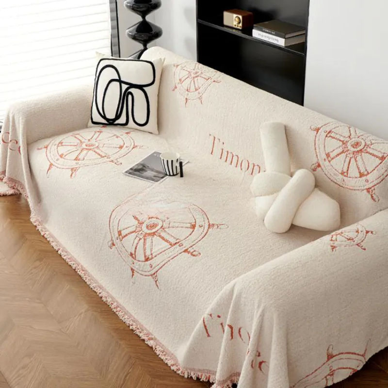 Rutschfeste Chenille-Sofaabdeckung von Super Six mit Leder-Kissenbezug, B/B: 180 x 130 cm - Bild 2