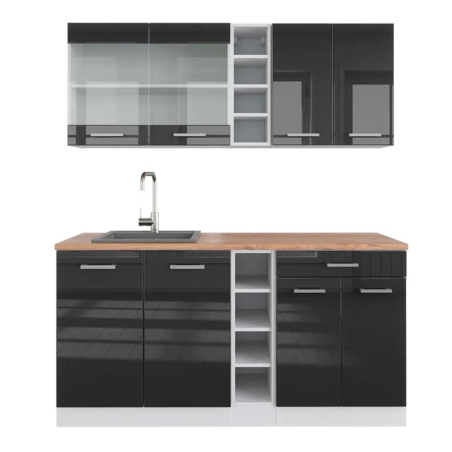 Vicco R-Line Singleküche Anthrazit Hochglanz und Weiß mit Eiche Optik Breite: 160 cm - Bild 2