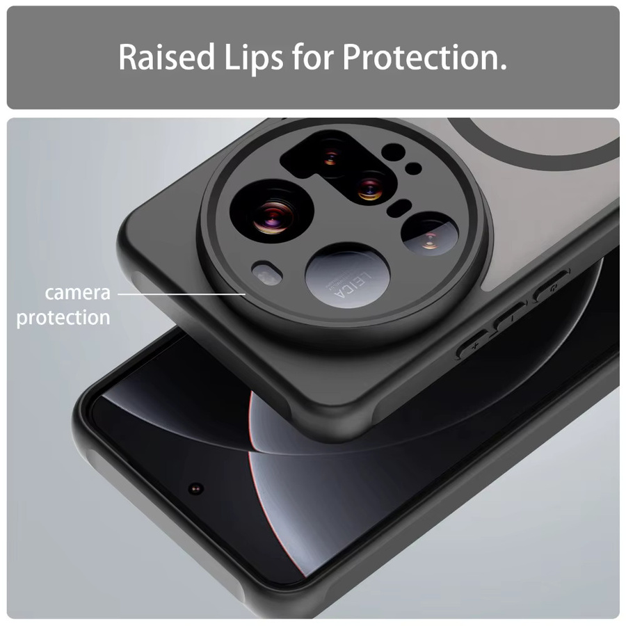 Matte und durchscheinende magnetische Handyhülle für Xiaomi 15 Ultra mit MagSafe Kompatibilität und Slim Drop Protect in Schwarz, Grün oder Transparent - Bild 5