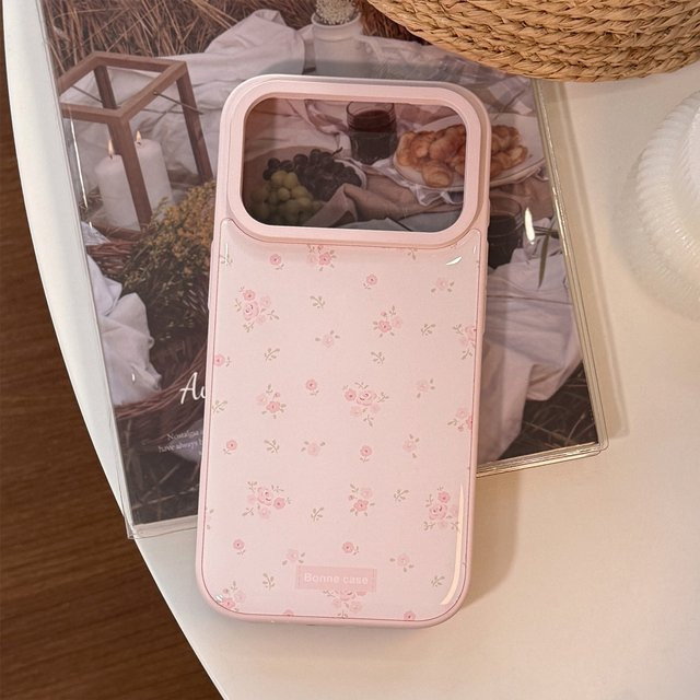 Stoßfeste iPhone Handyhülle mit rosa Blumen und Tropfenkleber Design für Apple iPhone 17, 16, 15, 14, 13 Pro Max Plus in Pink - Bild 1