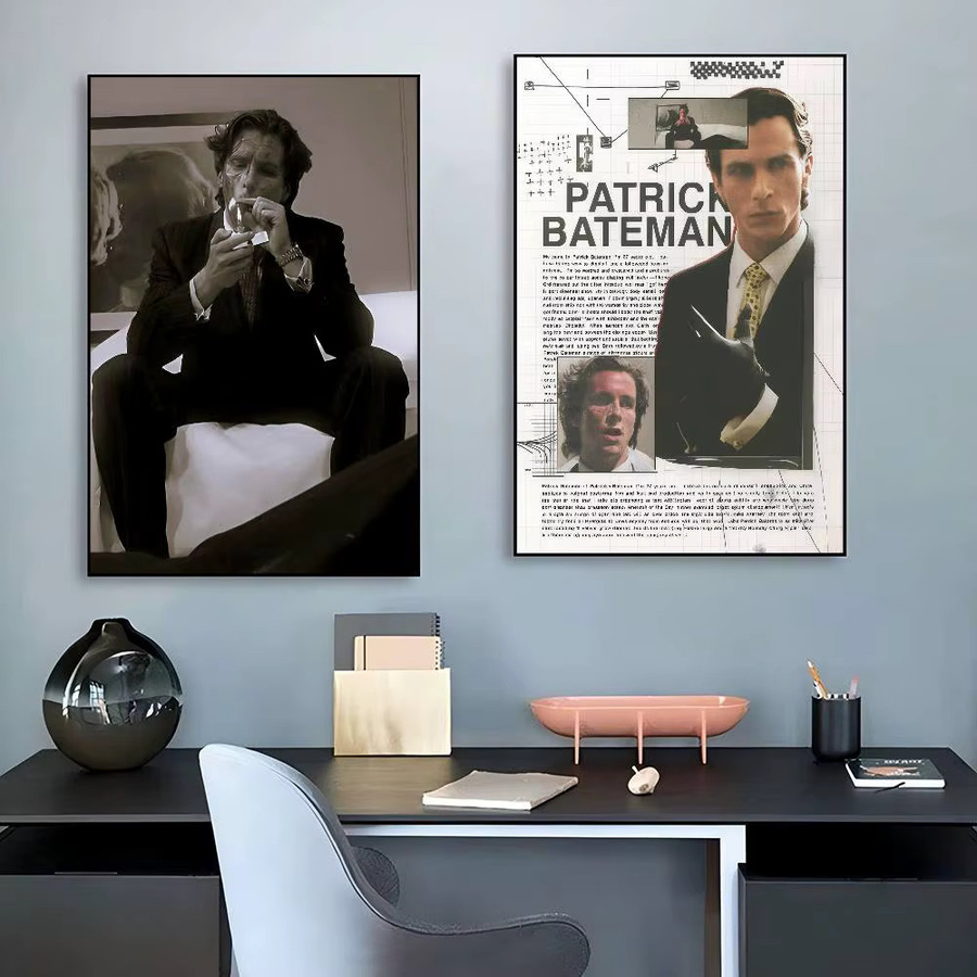 Wasserfester Papieraufkleber Rastar Patrick Bateman American Psycho Vintage Movie Poster in Schwarz - Bild 2