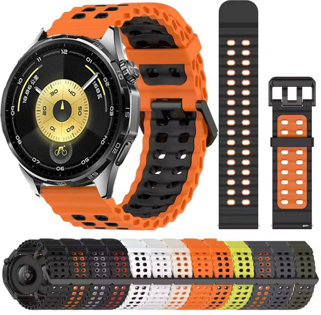 Huawei Uhrenarmband Silikon, 22 mm, Schwarz - Bild 1