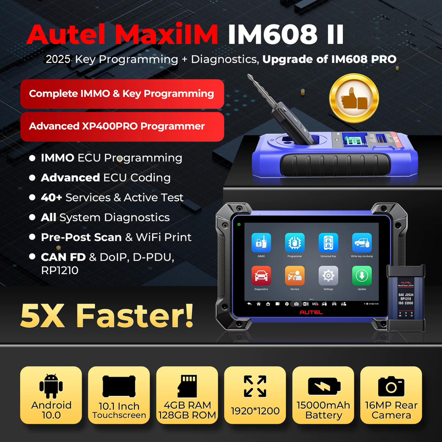 Autel MaxiIM IM608 II Schlüsselprogrammierer und Diagnose-Scanner mit OBD2, Bluetooth, WiFi und DoIP für alle Fahrzeuge - Bild 2