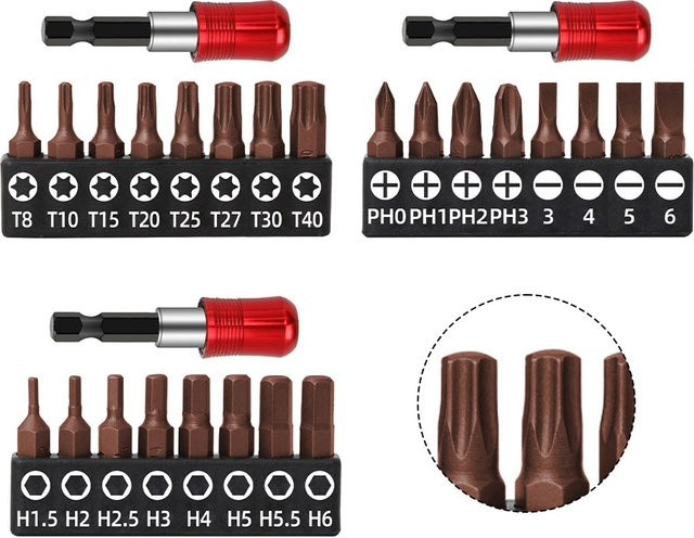 8-teiliges metrisches Sechskant-Bit-Set von DAZZLEEX mit rotem selbstsicherndem Schaft für Elektroschrauber, Multicolor - Bild 1