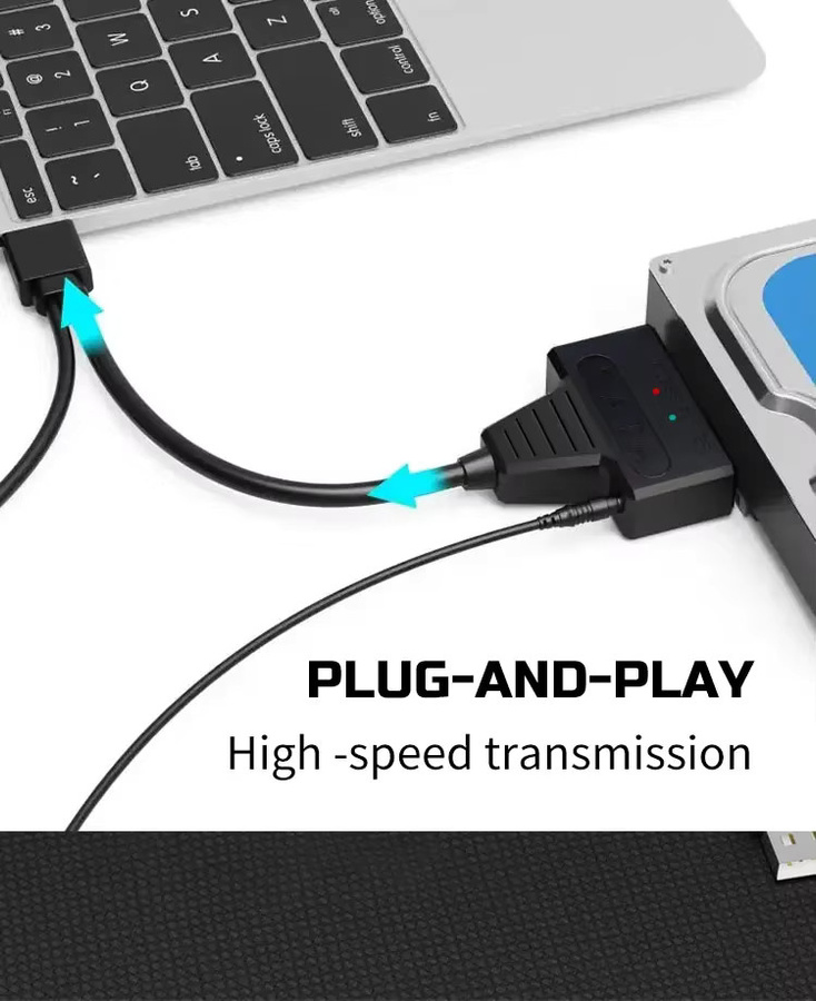 Kebidu SATA zu USB 3.0 und Typ-C Adapter für 2,5 und 3,5 Zoll HDD SSD Festplatten, Schwarz - Bild 4