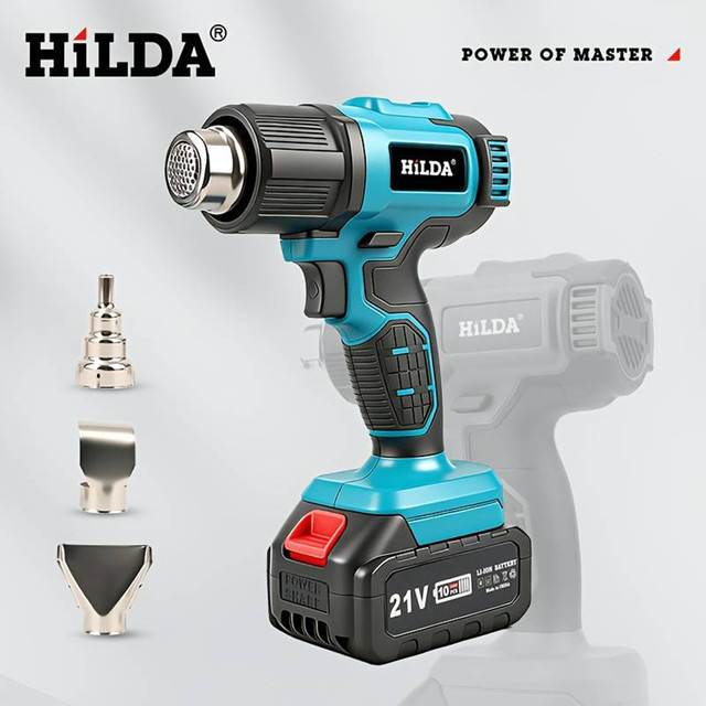 HILDA Heißluftpistole mit Lithium-Akku, kabellos, Blau, passend für Makita-Akkus - Bild 1