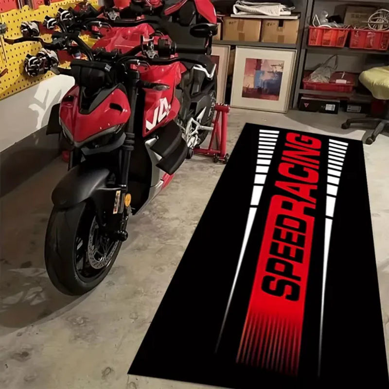 VIKAMA Sport-Dynamik Motorrad-Teppich in Schwarz für Wohnzimmer und Motorrad-Dekoration - Bild 2