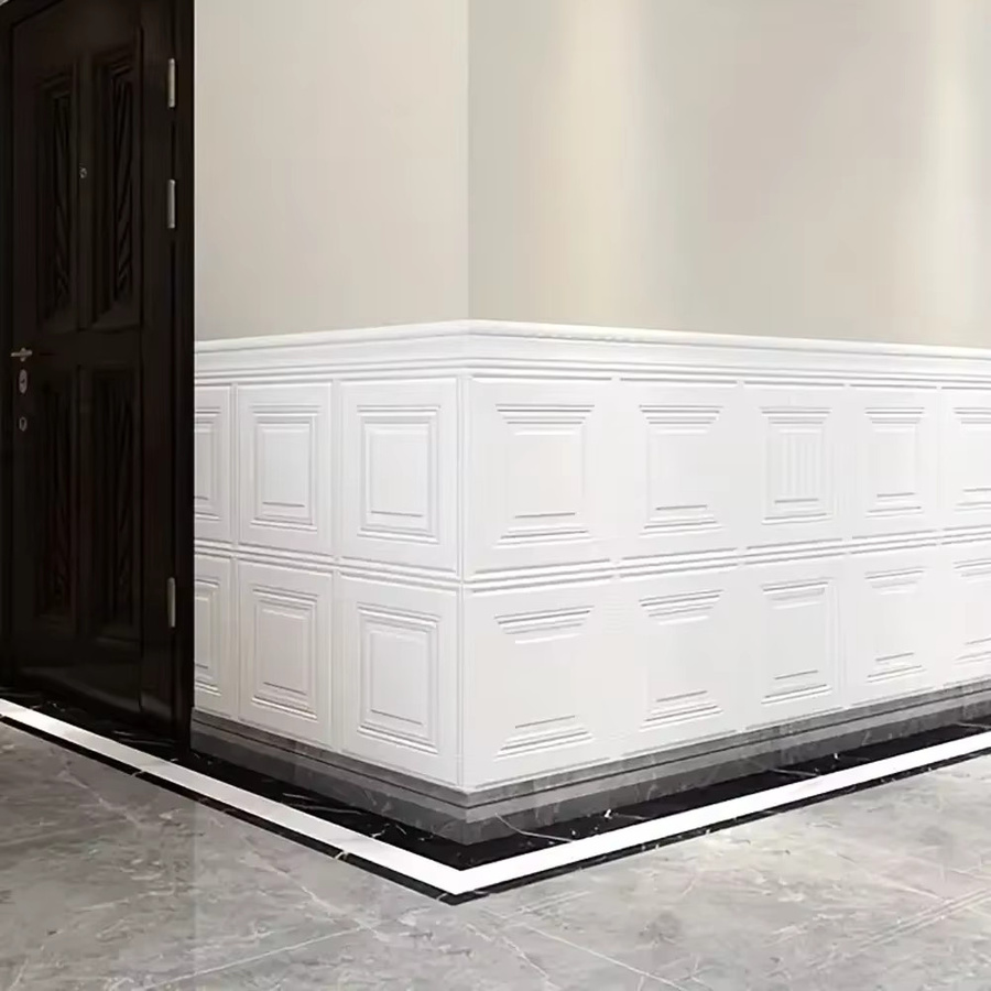 CTZSOOP 3D Schaumstoff-Wandaufkleber in Weiß, selbstklebende geometrische Tapete, wasserdicht und stoßfest, B/B: 70 x 70 cm - Bild 2