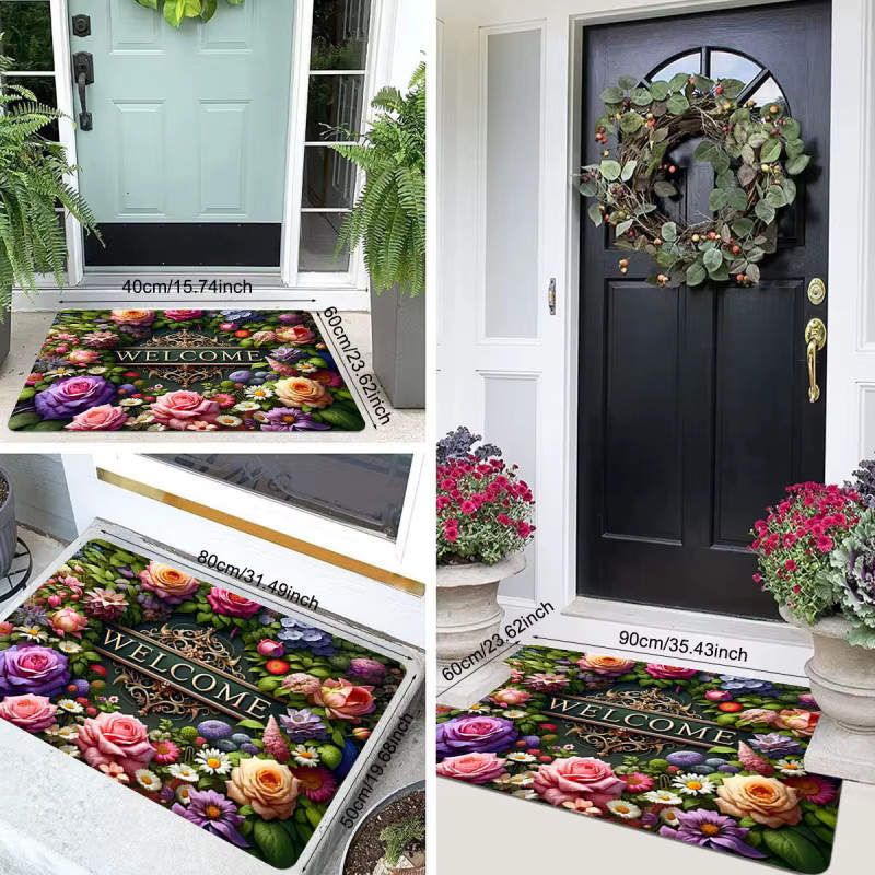 VIKAMA Fußmatte mit Blumenmuster in Bunt, rutschfest und waschbar für Innen- und Außenbereich - Bild 5