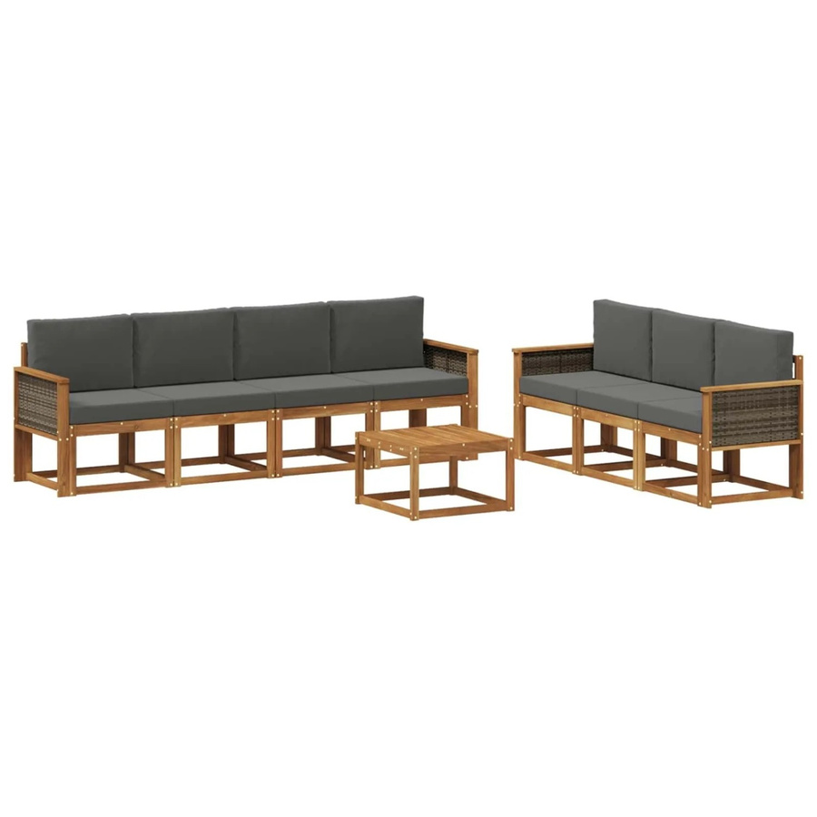 vidaXL Outdoor-Sofagarnitur aus Akazienholz mit 7 Kissen in Braun und Anthrazit - Bild 2