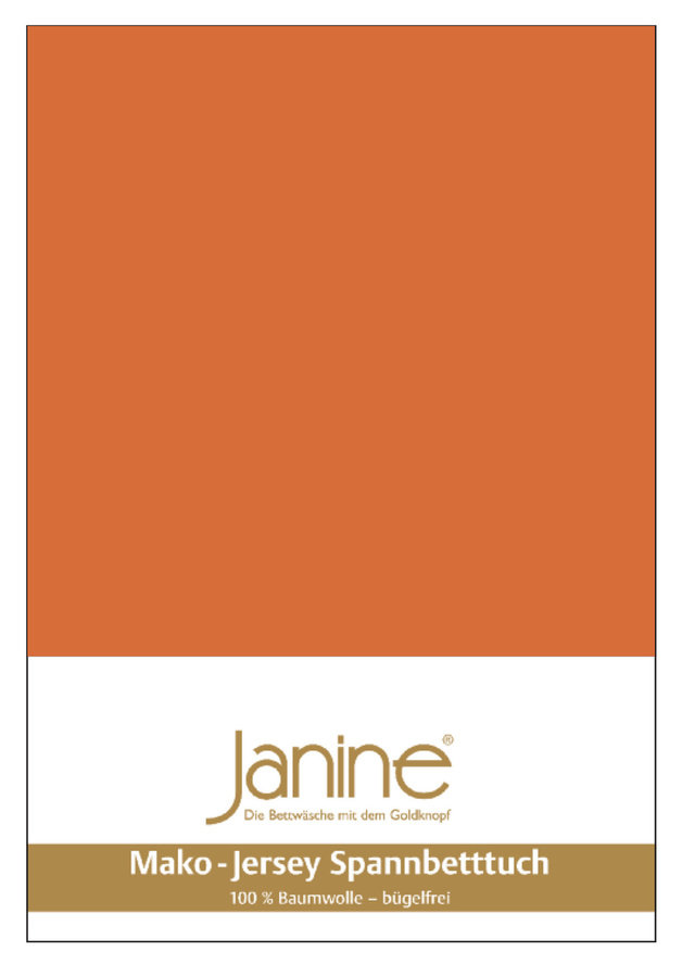 Janine Mako Jersey Spannbetttuch Bettlaken aus Baumwolle, Farbe: Rost-Orange, B/T: 140 x 160 cm, L: 200 cm - Bild 1