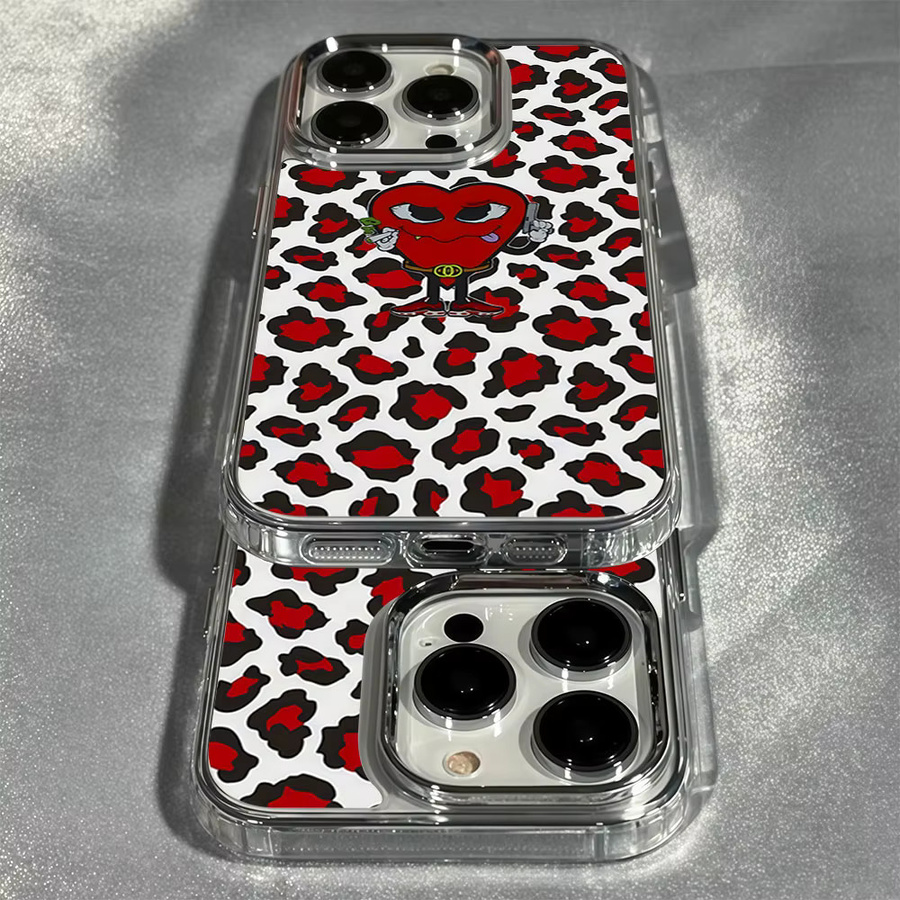 Aurbe Handyhülle Transparent mit silbernem Linsenrahmen für iPhone 17 16 15 14 13 12 Pro Max 16E Amor Love Mafia Design - Bild 3