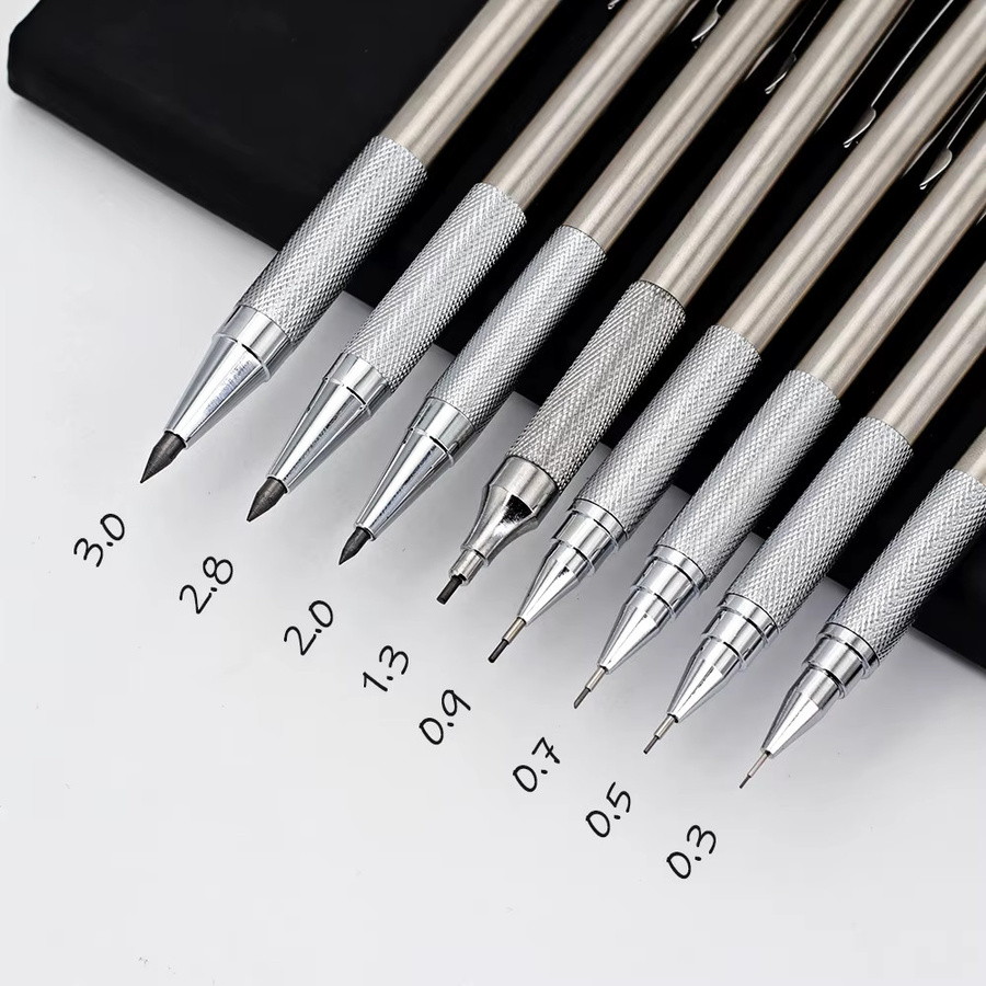 MROOFUL Druckbleistift-Set für Kunst und Zeichnen, 2 Boxen, Silber, HB Graphit - Bild 3