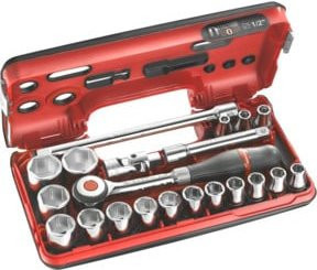 Facom Steckschlüssel-Set 1/2 Zoll in der D-Box, 21-teilig, rot - Bild 1