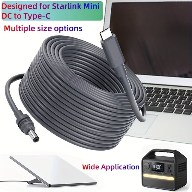 Starlink Mini-Kabel USB-C auf AC-Netzteil in Grau, 18 AWG Schnellladekabel kompatibel mit Anker 737 Power Bank - Bild 1