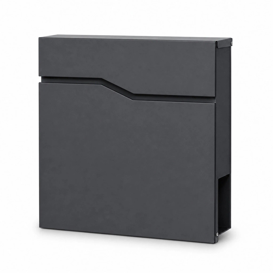 Floordirekt Briefkasten Pascal Wandbriefkasten mit Zeitungsfach in Anthrazit, B: 37,0 cm, H: 37,0 cm, T: 10,5 cm - Bild 2