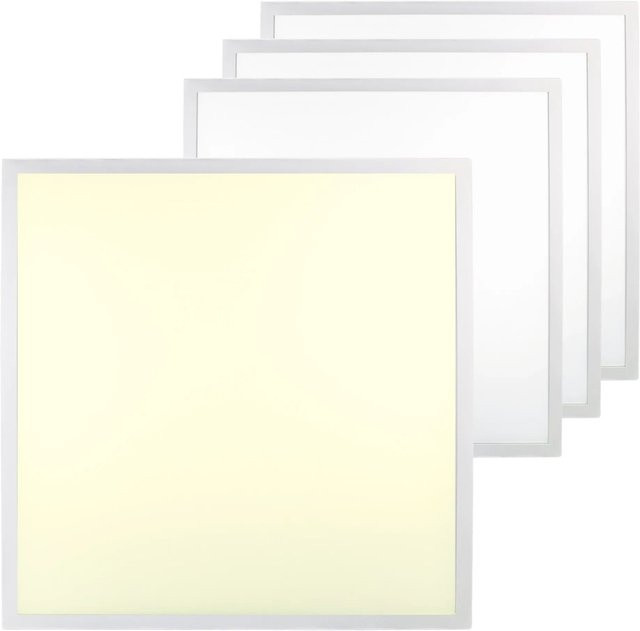 ENOVALITE 4er Pack LED Panel Deckenleuchte mit Philips Driver, Farbe: Weiß, B/T/H: 62 x 62 cm, 36W, 3600Lm, 3000K Warmweiß, UGR Unter 19 Rasterleuchte - Bild 1