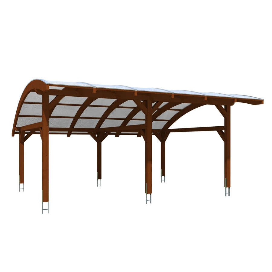 Skan Holz Carport Schwaben aus Holz mit Polycarbonat Doppelstegplatten in Nussbaum, B: 648 cm, T: 630 cm - Bild 2